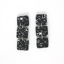 Load image into Gallery viewer, Black and white 3 square dangle earrings
