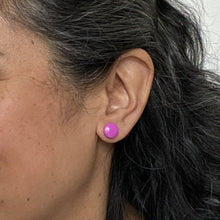 Load image into Gallery viewer, Kaleidoscope Neon Purple Mini Studs model shot