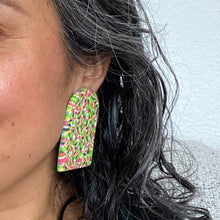 Load image into Gallery viewer, Model side view of mosaic rocks earring