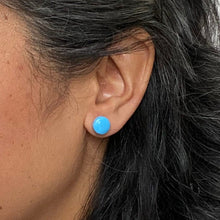 Load image into Gallery viewer, Kaleidoscope Neon Blue Mini Studs model shot