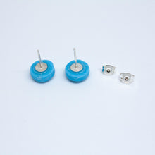 Load image into Gallery viewer, Kaleidoscope Neon Blue Mini Studs