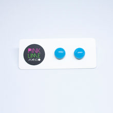 Load image into Gallery viewer, Kaleidoscope Neon Blue Mini Studs