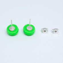 Load image into Gallery viewer, Kaleidoscope Neon Green Mini Studs