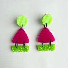 Load image into Gallery viewer, Acrylic Green And Pink Dangle
