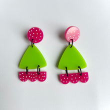 Load image into Gallery viewer, Acrylic Pink And Green Dangle
