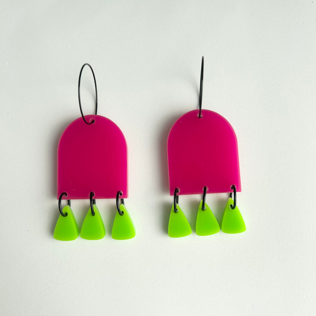 Acrylic Pink and Green Fringe