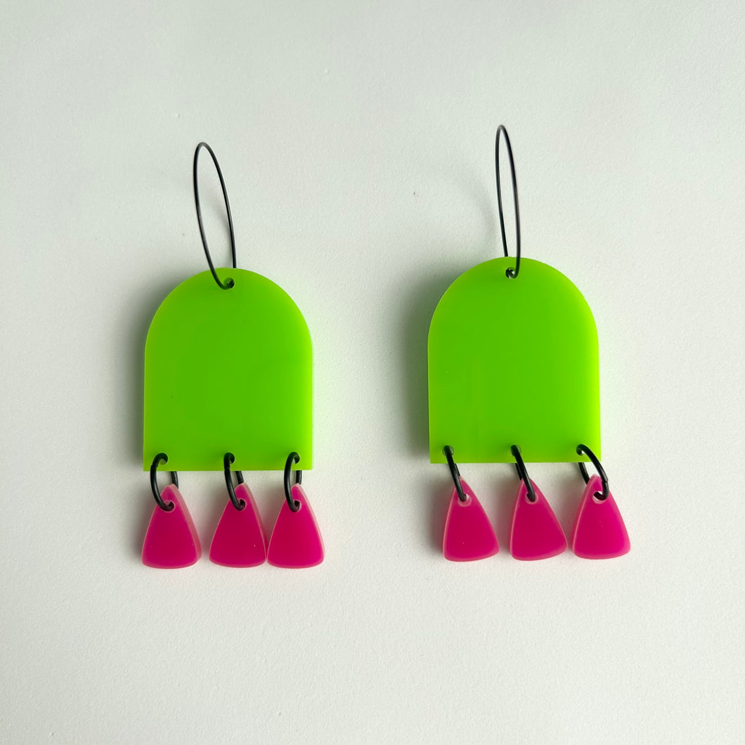 Acrylic Green and Pink Fringe