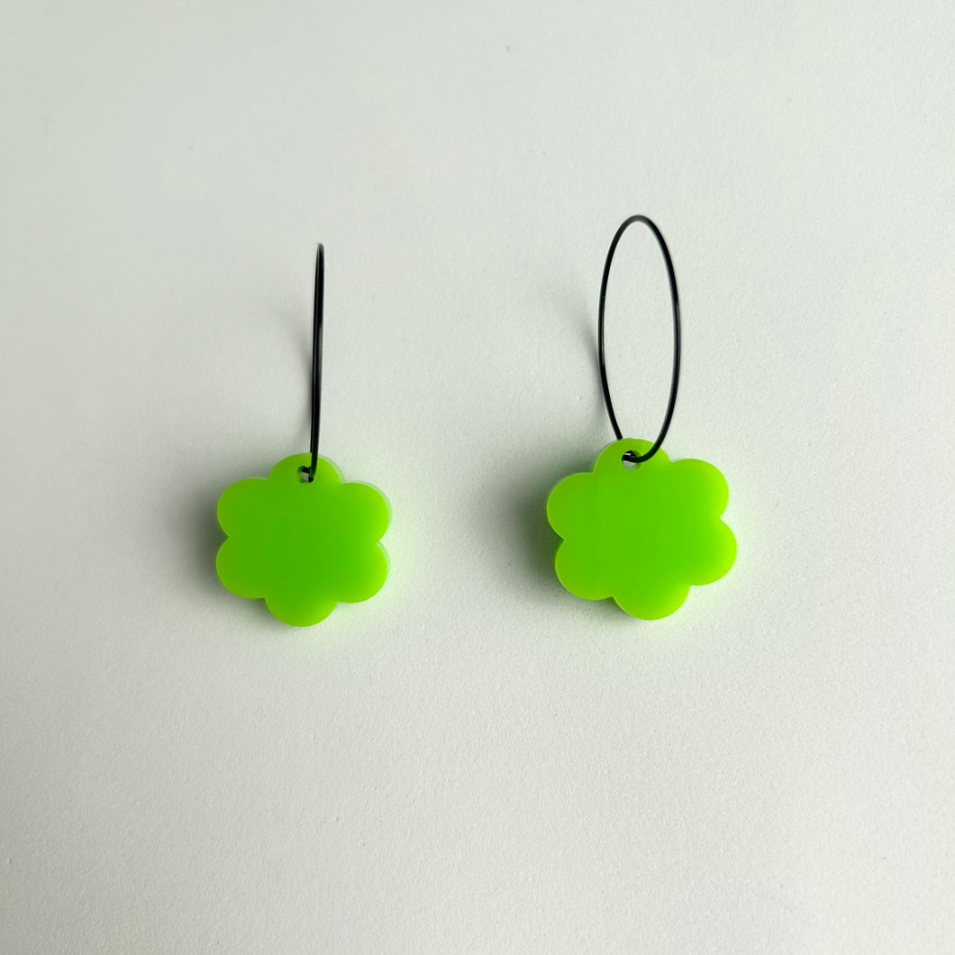 Acrylic Green Flower Earrings