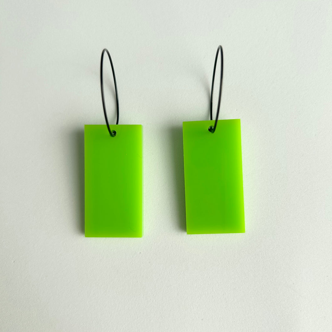 Acrylic Green Rectangle Earrings
