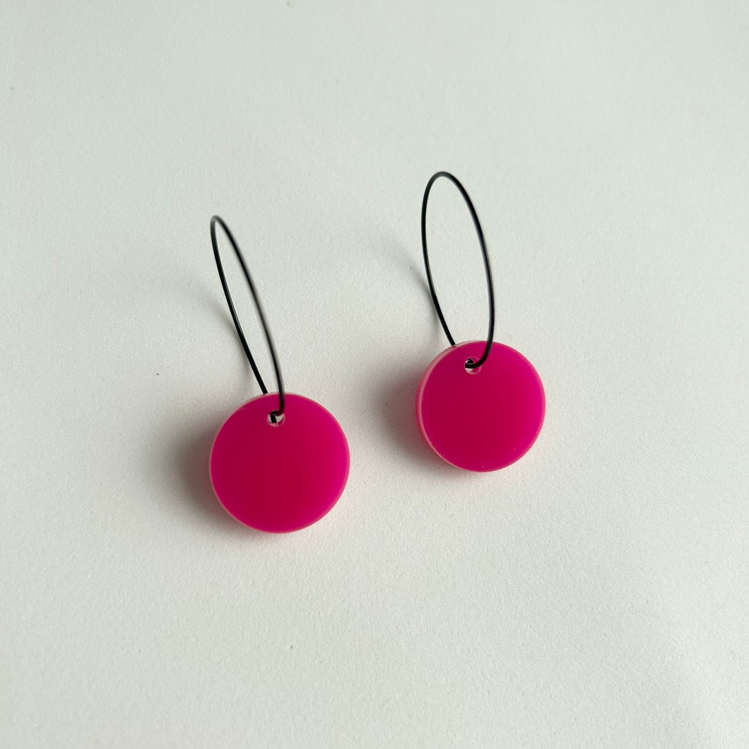 Acrylic Pink Circle Earrings