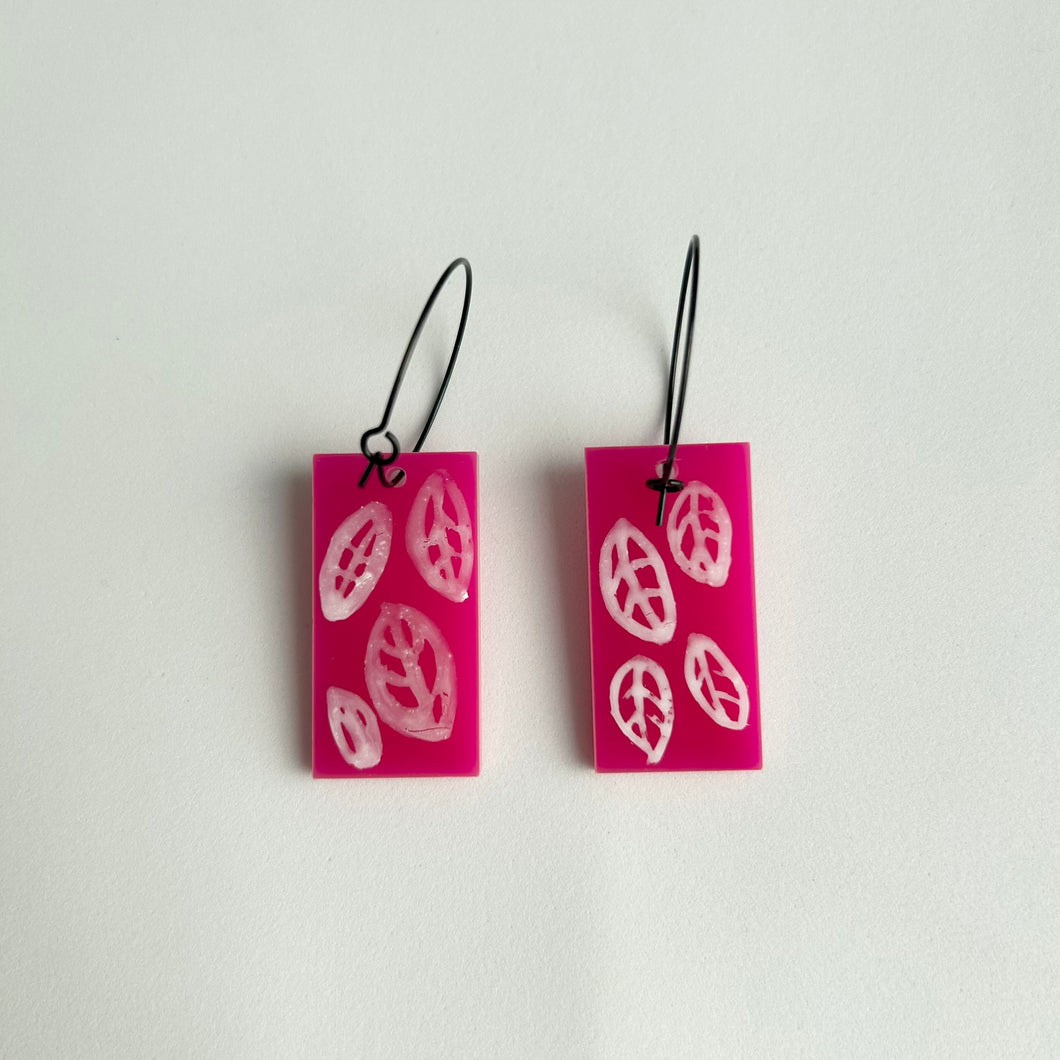 Acrylic Dot and Leaf Reversible Earrings