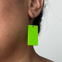 Load image into Gallery viewer, Acrylic Green Rectangle Earrings

