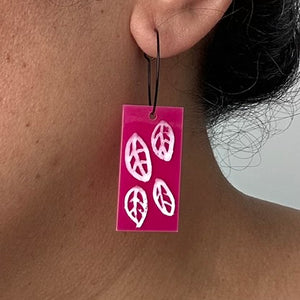 Acrylic Dot and Leaf Reversible Earrings