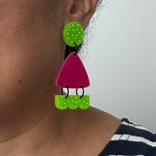 Load image into Gallery viewer, Acrylic Green And Pink Dangle
