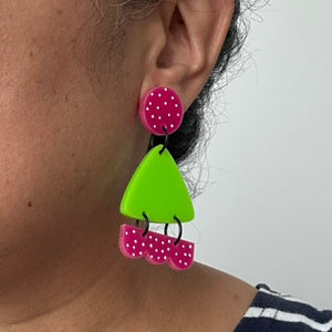 Acrylic Pink And Green Dangle