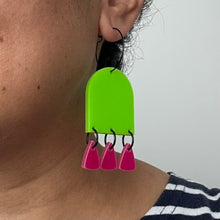 Load image into Gallery viewer, Acrylic Green and Pink Fringe
