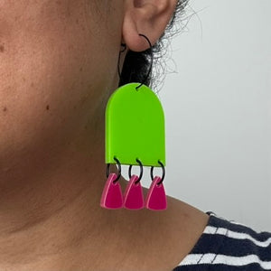 Acrylic Green and Pink Fringe