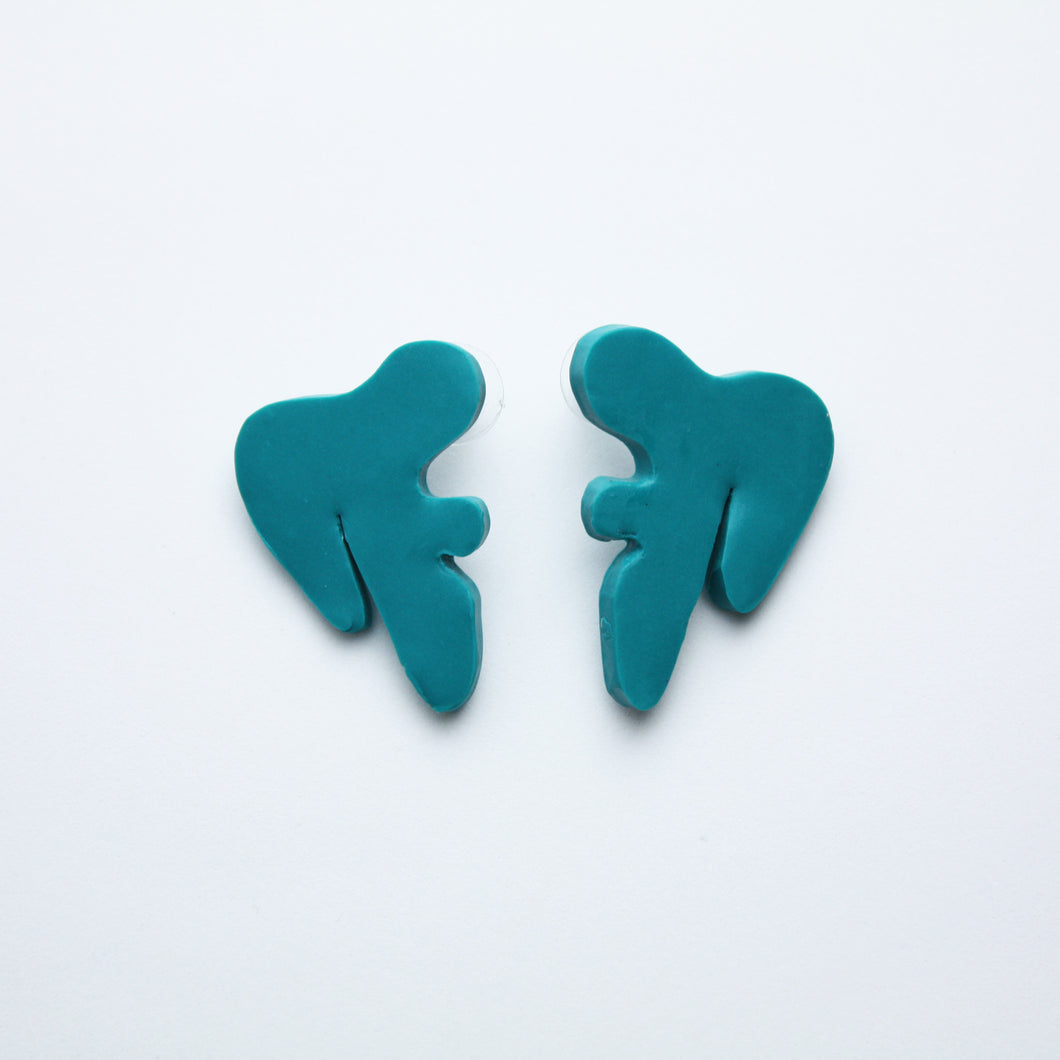 Sculptural Teal Squiggle Ears