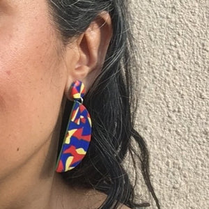 Harlequin semi circle earrings