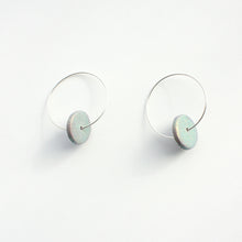 Load image into Gallery viewer, Dazzling iridescent discs with sterling silver hoops!
