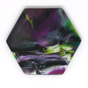 A beautiful unique brooch! A statement piece of wearable art! This beautiful piece is reminiscent of graffiti, galaxies, space and the sea.