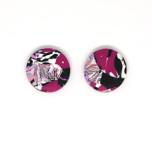 Pink Marbled Statement Studs