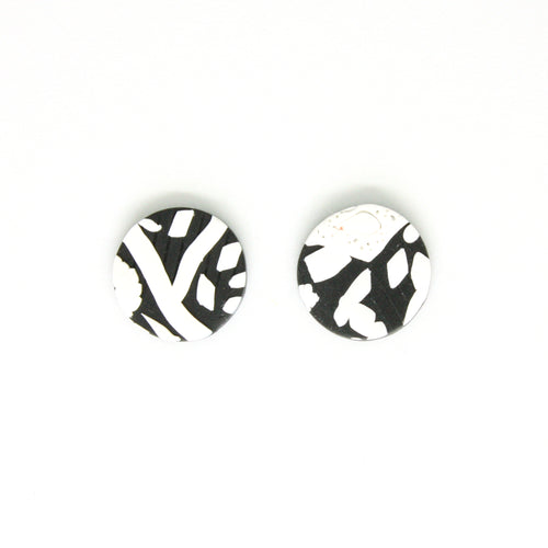 Abstract mountain black and white circular studs