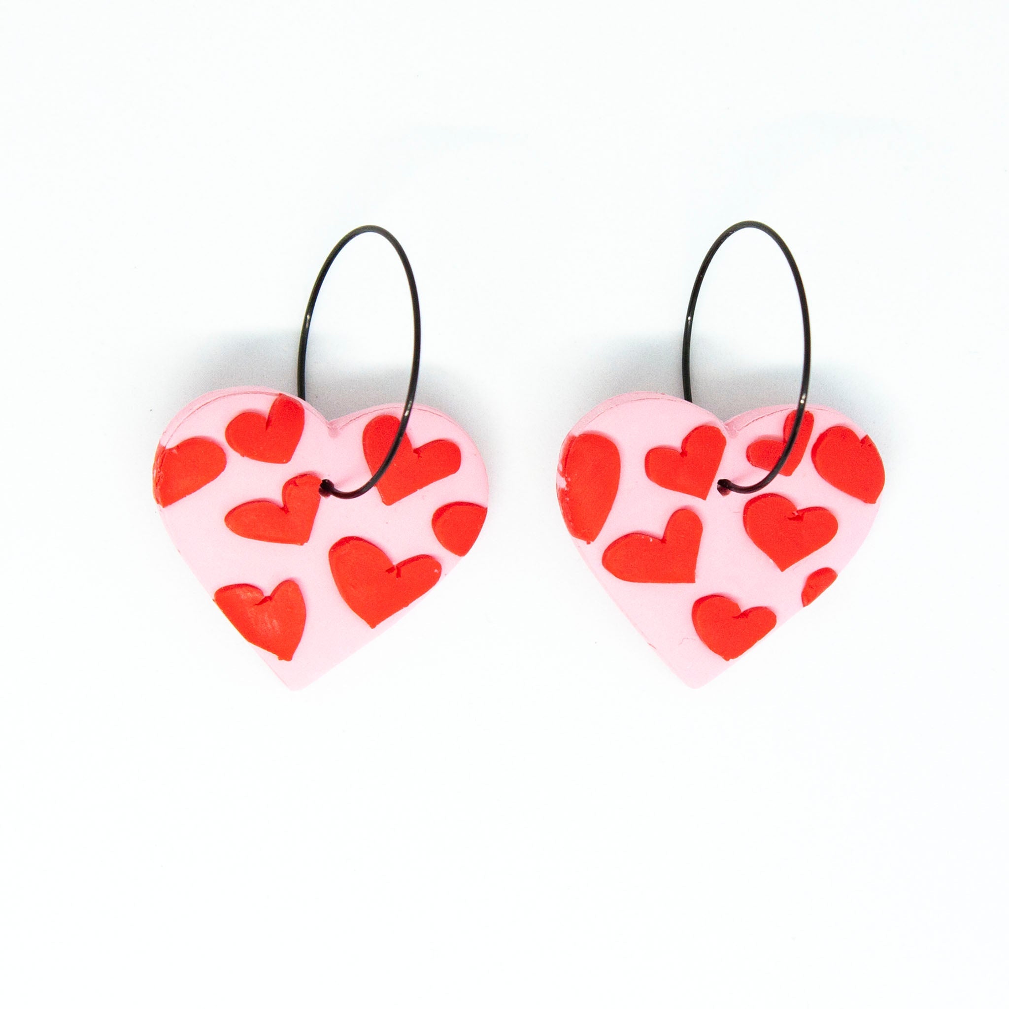 Pink and Red Heart Hoops